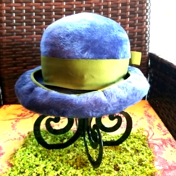 60's DIOR CHRISTIAN Lord & Taylor Union Tag RARE Blue Angora Collector Chapeax - Picture 4 of 16
